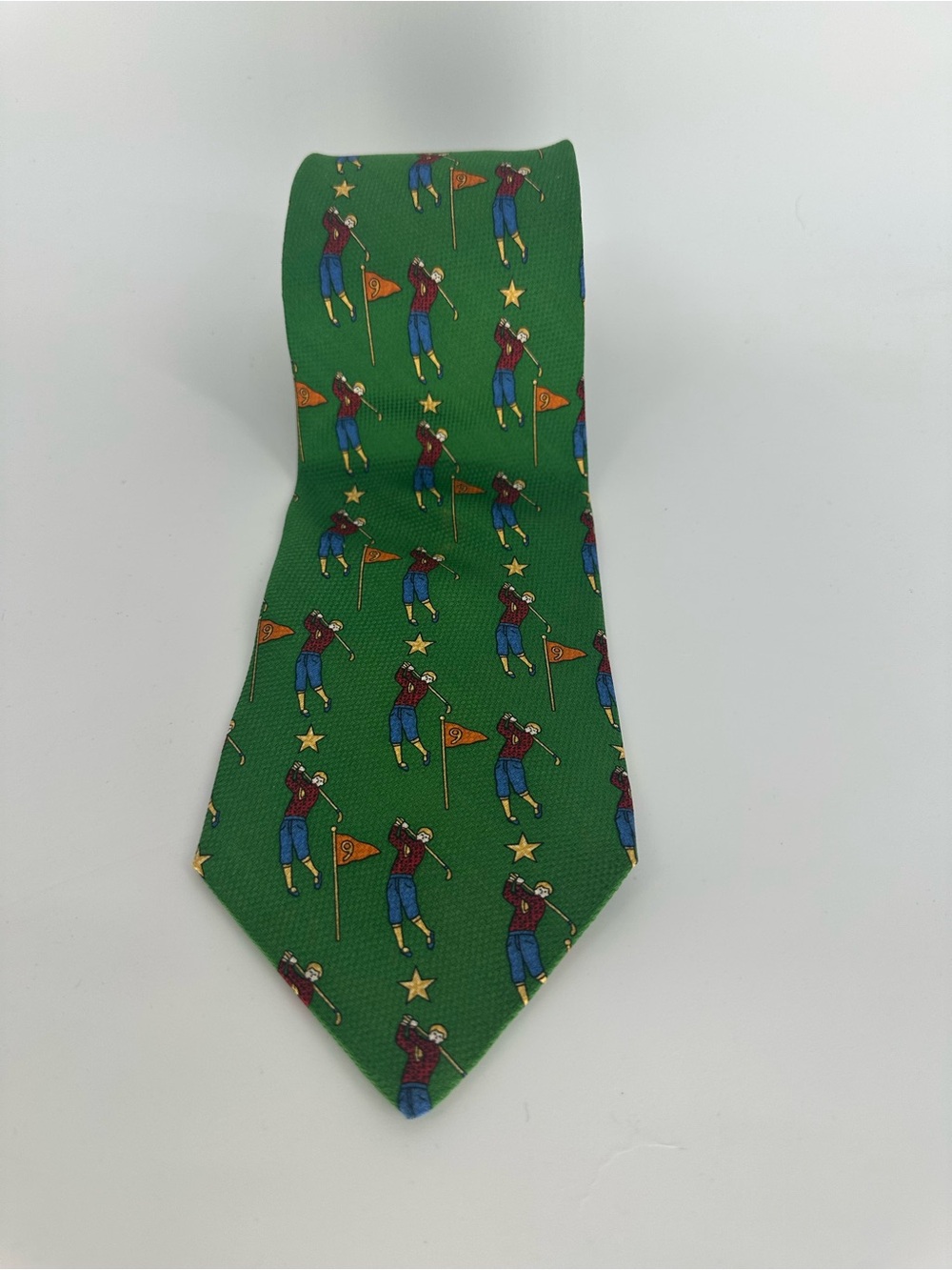 Vintage Tommy Hilfiger Golf Golfer Novelty Silk Neck Tie Green Preppy